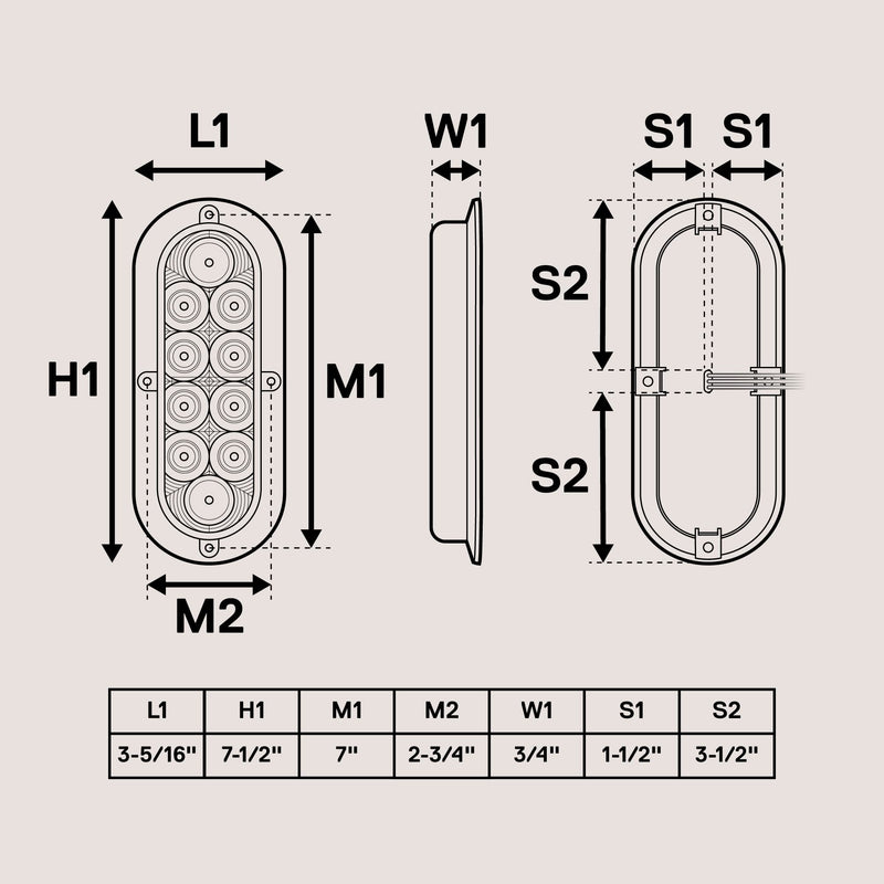 TRUE MODS 2pc 6 inch Red Oval LED Trailer Tail Light Kit [DOT FMVSS 108] [SAE S2T2I6] [Surface-Mount] [IP67 Waterproof] [Stop Turn Tail] Trailer Brake Lights for Boat Trailer RV Trucks 2 Pack