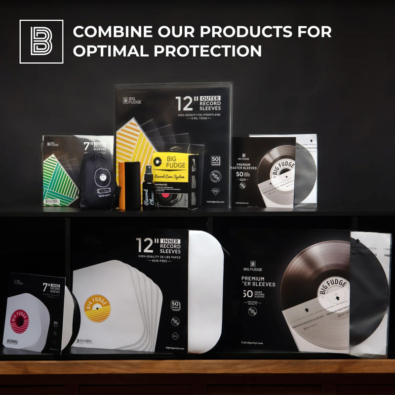BIG FUDGE 25x Vinyl Record Outer Sleeves 7 inch | Durable & Wrinkle-Free | Crystal Clear & Made from High-Density Polypropylene | Best Vinyl Covers for LPs & Singles | 3 mil Thick, 7.42" x 7.42 7" 25