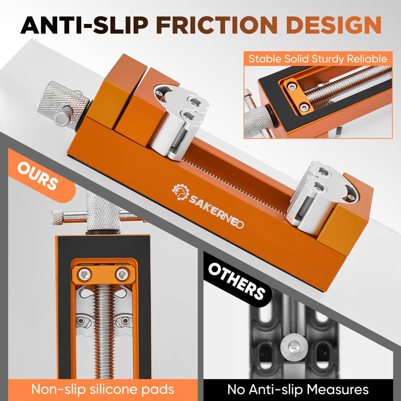 SakerNeo Fractal Vise, Mini Vise Clamp, Self-Adjusting Drill Press Bench Vice, CNC-Machined Aluminum Alloy Jaw Clamp for Irregular Shapes on Home Improvement, Workbench, DIY, Woodwork (Orange) Orange