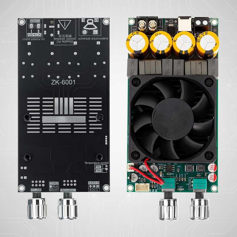 ZK-6001 600W Active Subwoofer Amplifier Board TPA3225 Mono Pure Power Amplifier with Frequency Volume Adjustment for Home Car DIY Audio System