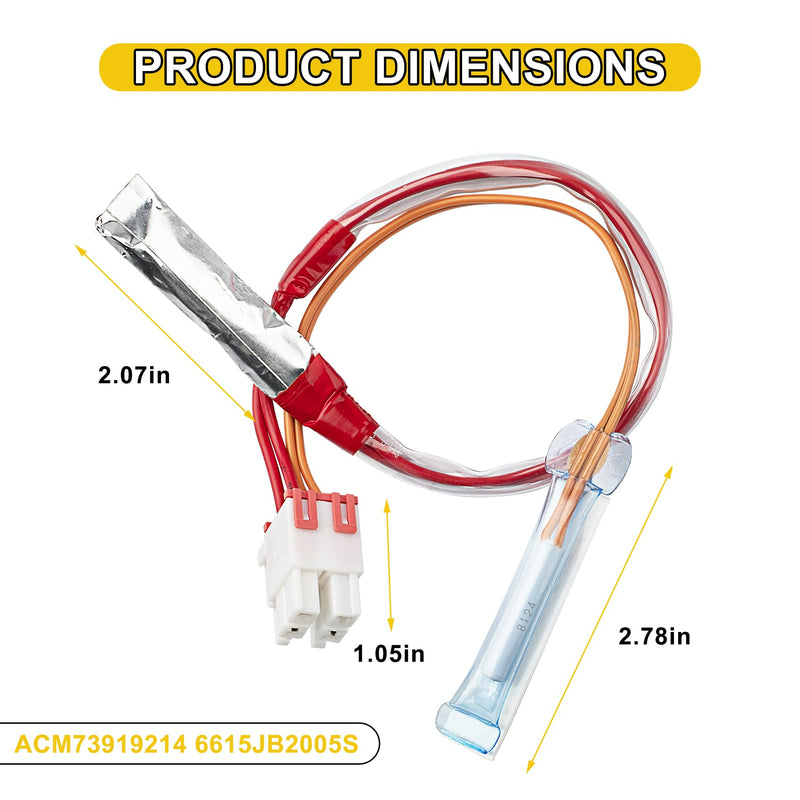 ACM73919214 6615JB2005S Refrigerator/Freezer Temperature Sensor Fits for LG, Replaces 6615JB2005S ACM73919202 AP6004251 PS11732655 EAP11732655 4322974, Intelligent Defrost Control Thermostor