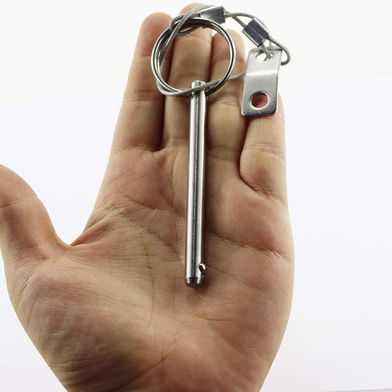 4PIECES of Quick Release Pin 1/4" Diameter, Usable Length 2.4"(61mm), Total Length 3"(76mm) Full 316 Stainless Steel, Bimini Top Pin, Marine Hardware 4PACKS