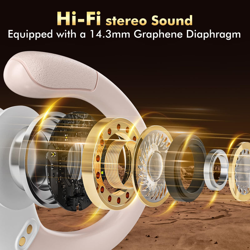 HAOYUYAN Wireless Earbuds, Sports Bluetooth Headphones, LED Power Display Ear Buds with 80Hrs Playtime, Noise Canceling Headset, IPX7 Waterproof Earphones for Workout/Running Rose Gold