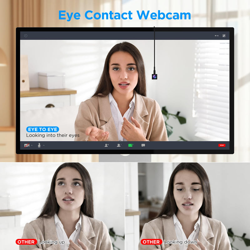 1080P Center Screen Webcam with Auto Focus, Middle Screen Camera with Noise Reducing Mic, Plug & Play Center Cam for Zoom/Teams/Mac/PC, Ideal for Video Conferencing & Remote Work