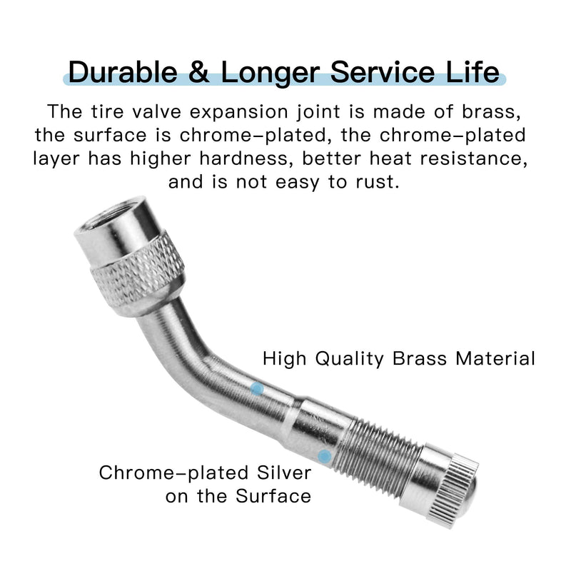 6-Pack Valve Stem Extenders, Mellbree 45 Degree 90 Degree 135 Degree Schrader Tire Valve Extension Compatible for Dual Wheels Passenger Cars, RV, Stroller, Bicycles, Motorcycles and Trailers