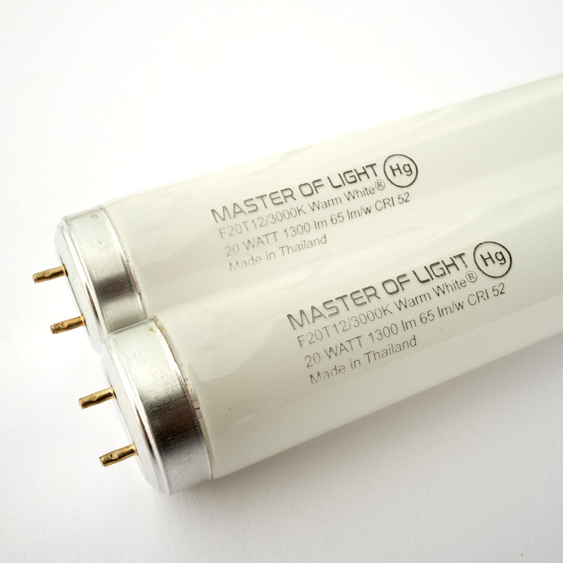 F20T12/WW 24" 20W 3000K Warm White T12 2-Pack | Replaces F20T12KB/ECO, F20T12/SPX30, F20T12/DSW/RP. 24" 20W 3000K Warm White T12 tube for kitchens & living areas