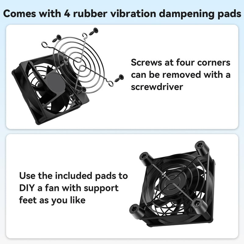 ELUTENG 80mm USB Mini Fan | Hydraulic Metal Grill, Quiet 3 Speed Controller, 4 Rubber Feet, For Router, Receiver, TV Box, DVR, Xbox, PS6, PS5, Cabinet