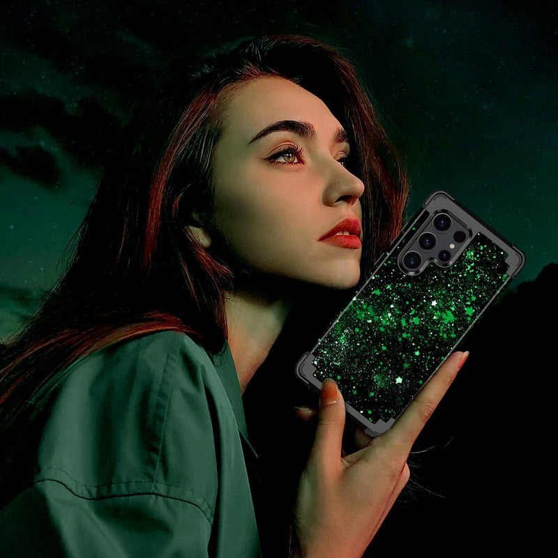 Casetego for Galaxy S23 Ultra Case,Glow in The Dark Three Layer Heavy Duty Sturdy Shockproof Full Protection Rugged Hard PC+Soft TPU Bumper Case for Samsung Galaxy S23 Ultra 5G 6.8 inch,Colorful Sky All Black Colorful Sky-Glow in the Dark