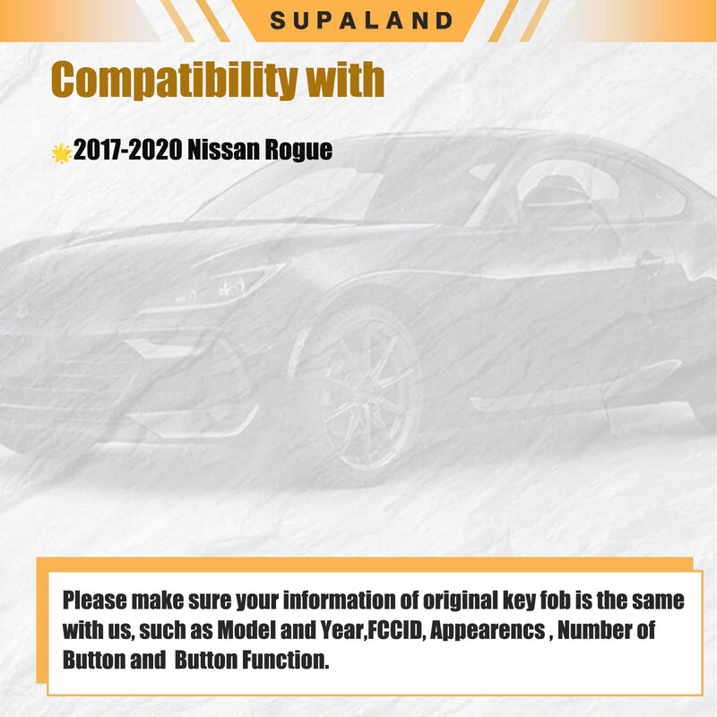 SUPALAND Key Fob Replacement Fits for Nissan Rogue 2017 2018 2019 2020 Keyless Entry Remote Control Push Start Key KR5S180144106 7812D-S180106 S180144110 285E3-6FL7B 5-Button (Set of 2)