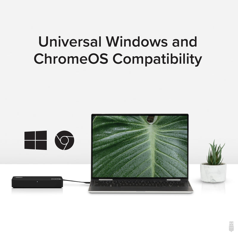Plugable 4K DisplayPort and HDMI Dual Monitor Adapter for USB 3.0 and USB-C, Compatible with Windows and ChromeOS