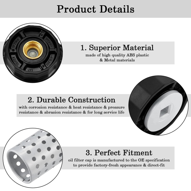 15620-38010 Oil Filter Housing Cap Assembly With Oil Plug Drain, Fit for Toyota Tundra, Sequoia, Land Cruiser & Lexus LX570, Replace 15620-0S010 15620-38010
