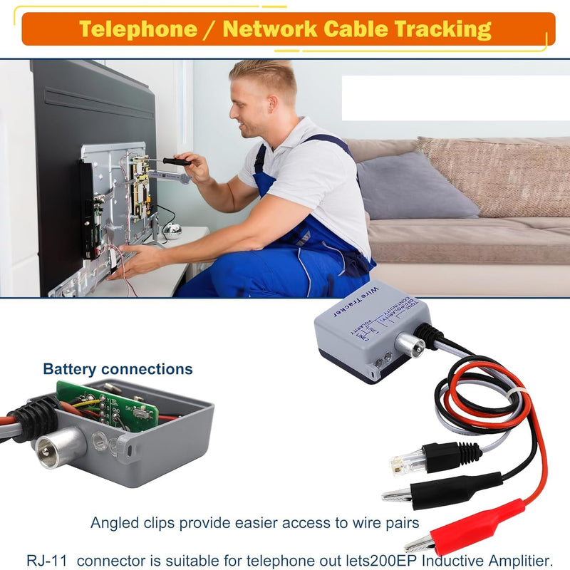 Network Cable Tracing Tester Kit, Tracer Circuit Tester with Audible and Visual Indication, Tone Generator Kit Line Finder for Telephone, Coax, Trace Data, Security, Electrical Cables