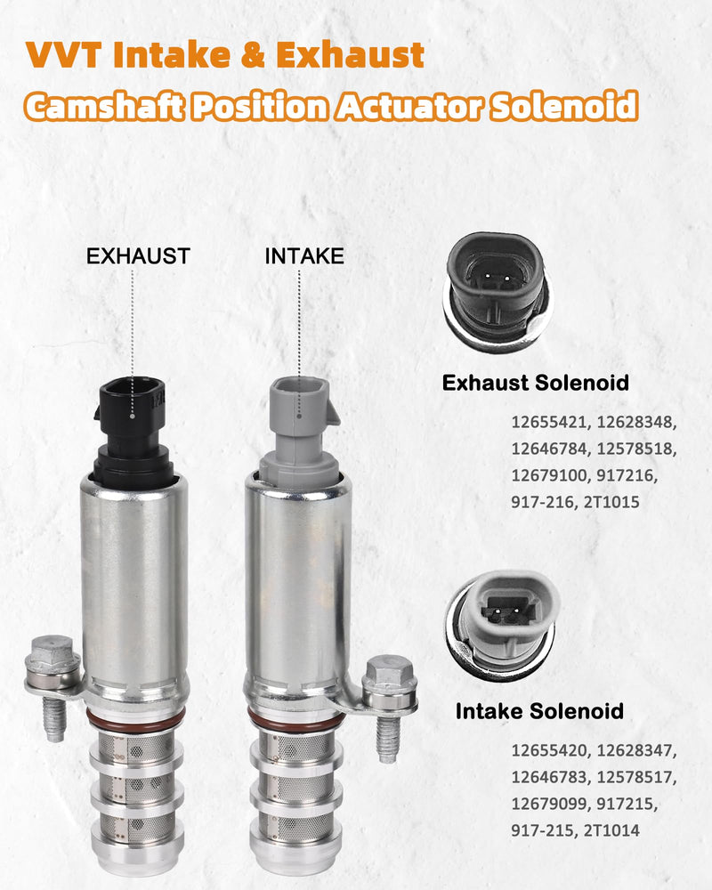 Intake & Exhaust Camshaft Position Actuator with Crankshaft Sensor & Camshaft Sensor Kit Compatible with Buick Chevy Malibu Terrain Pontiac Saturn 2.0L 2.2L 2.4L OE# 12655421 12655420 917-720 907-799