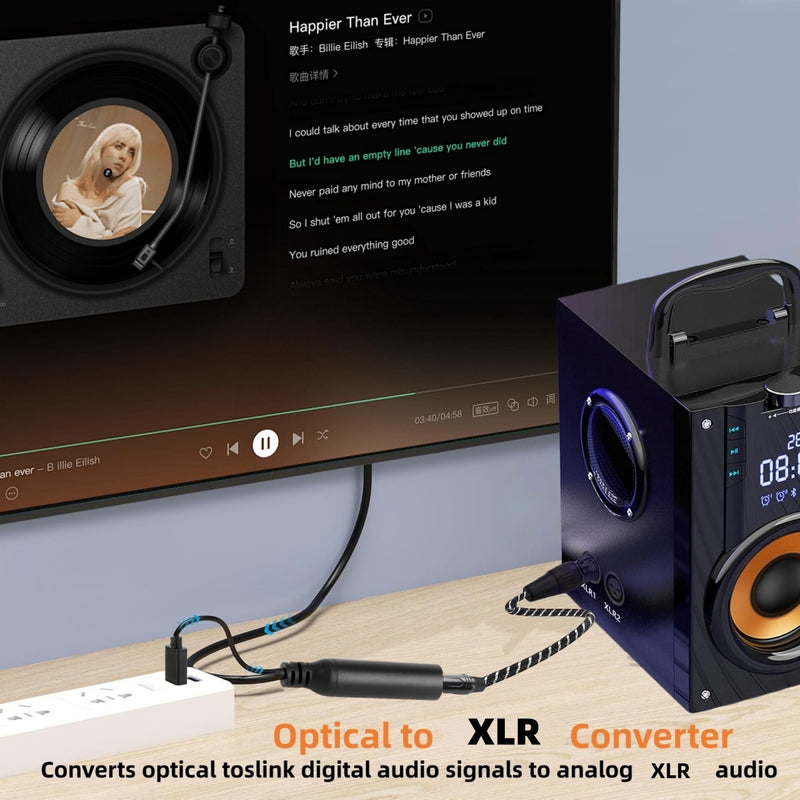 192KHz DAC Optical to XLR Converter,Optical Audio Cable to AUX Cable Adapter,Digital to Analog Audio Converter for HDTV DVD Set-top Boxes Out to Speaker Audio Mixer(Unidirectional O-ptical to XLR) 3.3FT