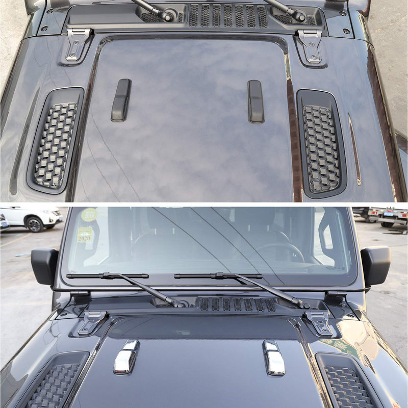 CheroCar JL Engine Hood Hinge Cover Decoration Cover Stickers Rec Exterior Accessories for Jeep Wrangler JL 2018 (Chrome) Chrome