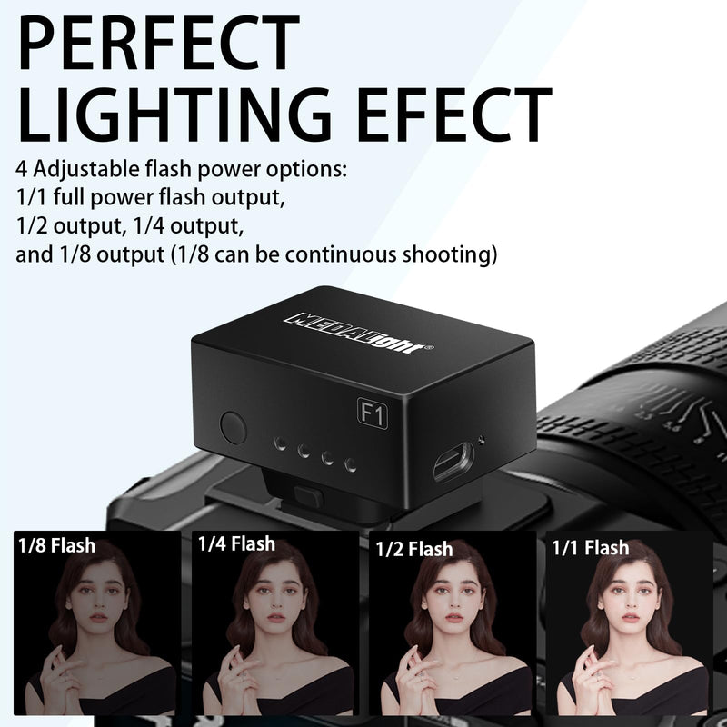MEDALight F1 Mini Camera Flash Camera Flash Speedlite for Ricoh (GR3/GR3X,etc.) Nikon/Canon/Fuji,Digital Film Cameras,Mini hot Shoe Flash for DSLR Camera（Not Compatible for Sony ZV-1F. Black