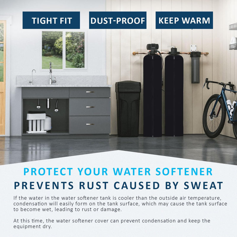 Water Softener Tank Jacket 10x54 Inch – 4mm Insulated Neoprene Cover to Prevent Sweating, Outdoor Water Softener Protector for Basement or Garage, Heavy-Duty Zippered Slip-On Design 10“x54"-Black