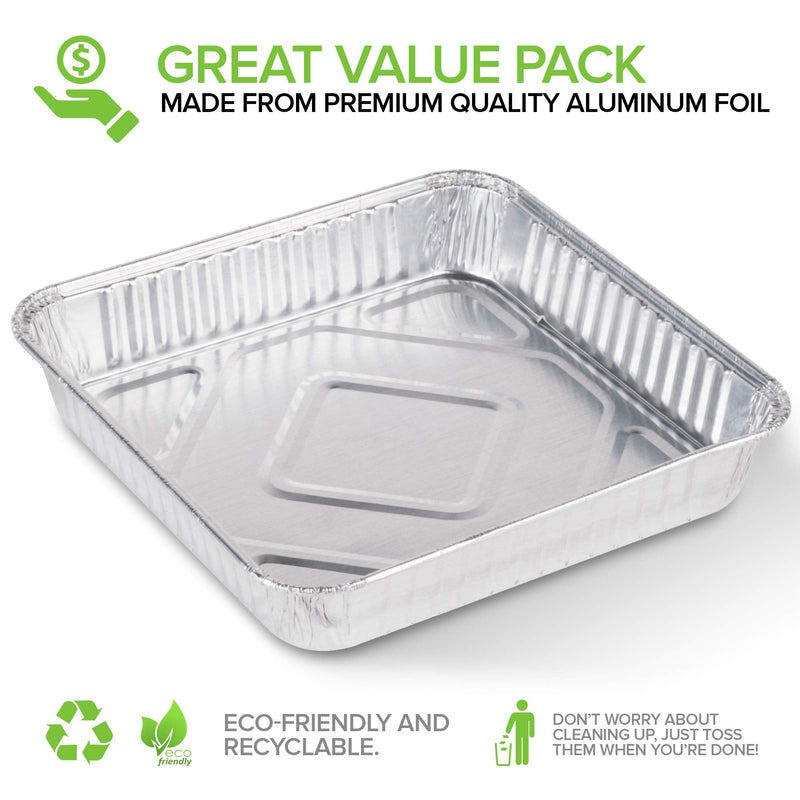 Stock Your Home 9x9 Aluminum Foil Pans - 8.75" L Rim (30 Pack) Square Tins for Toaster Oven- Cooking Lasagna, Casserole, and Doing Food Prep - Disposable Baking Pan for Cake or Brownie Dish 30