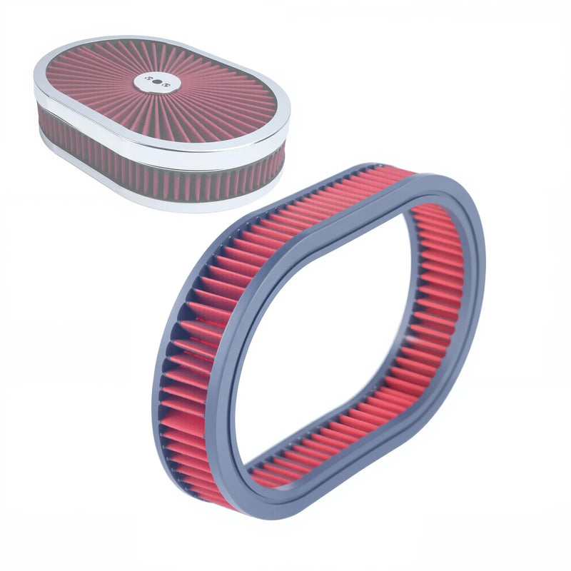 12" X 2" Oval Reusable Washable Air Cleaner Filter Element (RED) RED