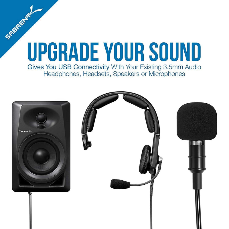 USB Type-A to 3.5mm Dual Function Audio Jack Active Adapter 20" Cable with USB External Stereo Sound Adapter for Windows and Mac. Plug and Play No Drivers Needed.
