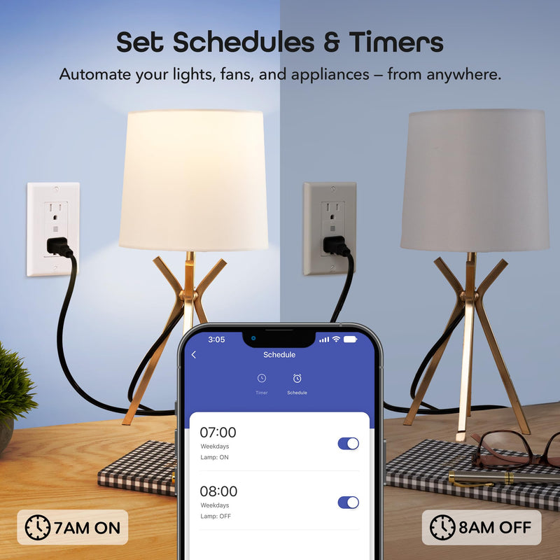 Geeni Smart WiFi in-Wall Outlet, White, 4 Pack – 2 Smart Outlets per Plug, Compatible with Alexa & Google Home, Tamper Resistant, Fire Resistant, App & Voice Control, Requires 2.4GHz WiFi 4-Pack 2-Outlet