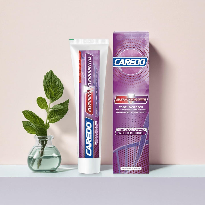 CAREDO New Taste Gum Repair Toothpaste for Adults, Fluoride Free Periodontal Treatment for Receding Gums, Recession Bleeding Periodontitis, Reverse Gingivitis, Plaque Control & Bad Breath 3.52 OZ