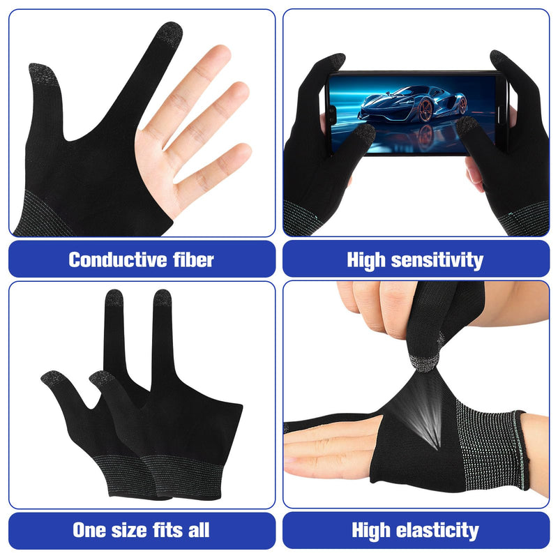2 Pairs Gaming Finger Sleeves | Anti-Sweat Graphene Touchscreen Gloves for Mobile Sweaty Hands Gamer Streamer