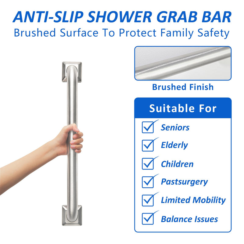 Bathroom Grab Bars Stainless Steel Handrail ADA Compliant 500lbs bathtubs and Showers Toilet Handle Safety for Handicap, Elderly, Disabled, Injury (18 inches) 18 inches