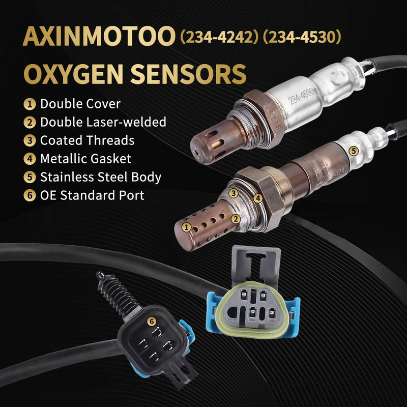 Oxygen O2 Sensor 234-4242 234-4530 Upstream Downstream Replacement for Chevy Malibu Equinox Captiva Sport, for Saturn Vue Sky Aura, for GMC Terrain, for Pontiac G6 Solstice L4 2.4L 2PCS