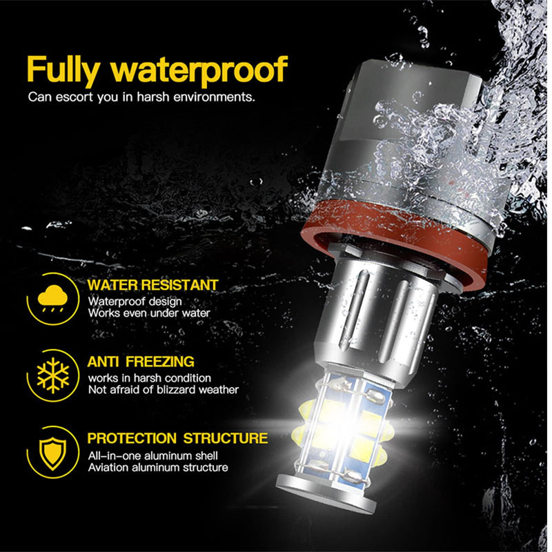 H8 LED Angel Eyes Halo Bulb Light Compatible for BMW E90 E92 E70 E71 E82 E89 M6 1 3 5 Series X5 X6 Z4, 6000K Xenon 120W White Lamps Marker Lights H8-12SMD