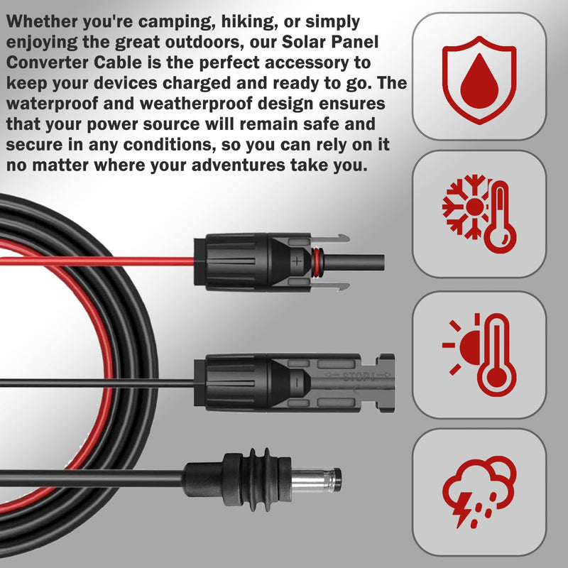 Solar Connectors to DC 5.5 * 2.1mm Extension Power Cable for Starlink Mini, Solar Panels to DC 5521 Cord Cable for Portable Power Stations & Solar Generators (25FT) 25FT