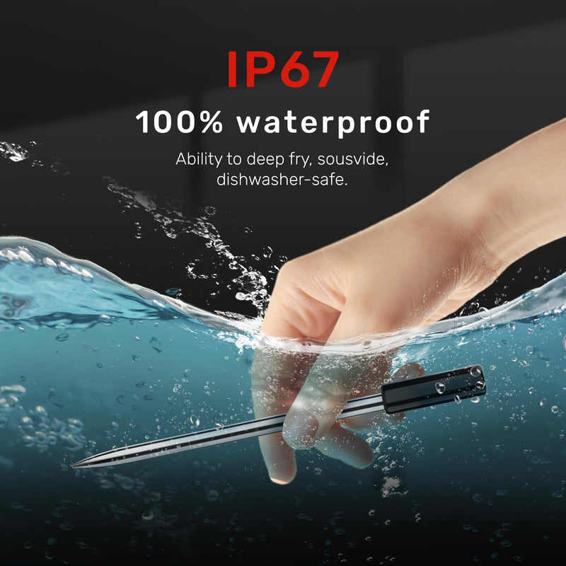  [AUSTRALIA] - Pro Smart WiFi Wireless Meat Thermometer, Unlimited Range, Improved Stability, Ultra-Thin Probe, Bluetooth Digital Food Thermometer for Remote Monitoring of Oven/Kitchen/BBQ/Grill/Rotisserie Black