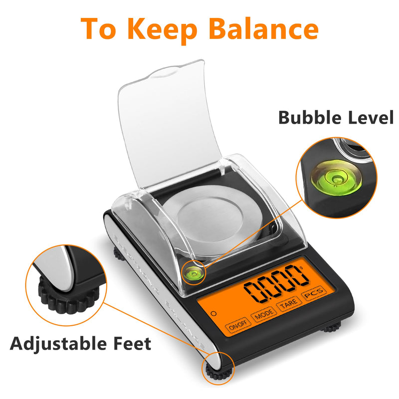 Fuzion Milligram Scale 50g/0.001g, Digital mg Scale with Calibration Weights, Jewelry Scale with Tweezers, Spoon, Bowl, Brush, Micro Scale for Powder, Gold, Herb, Large Display TGD-50