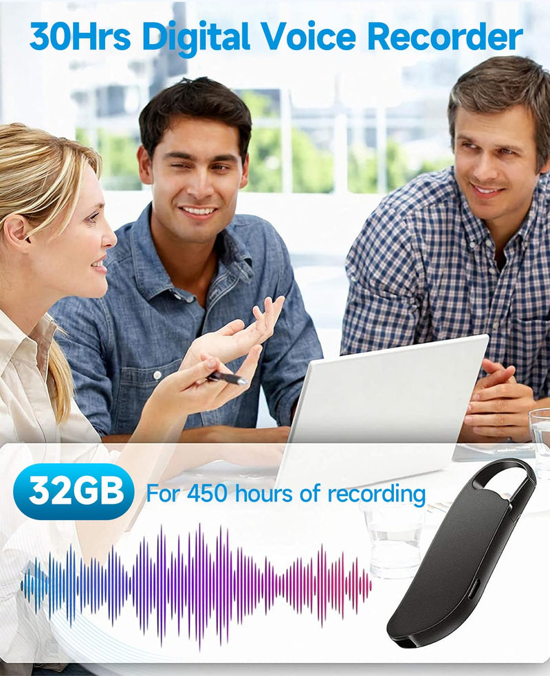 Digital Voice Recorder, Vandlion V11 32GB (2450Hrs) HD Clear Recording | Portable Voice Activated Recorder with AI-Intelligent Noise Reduction & Metal Housing, For Meeting Lecture Class Interview 32 GB