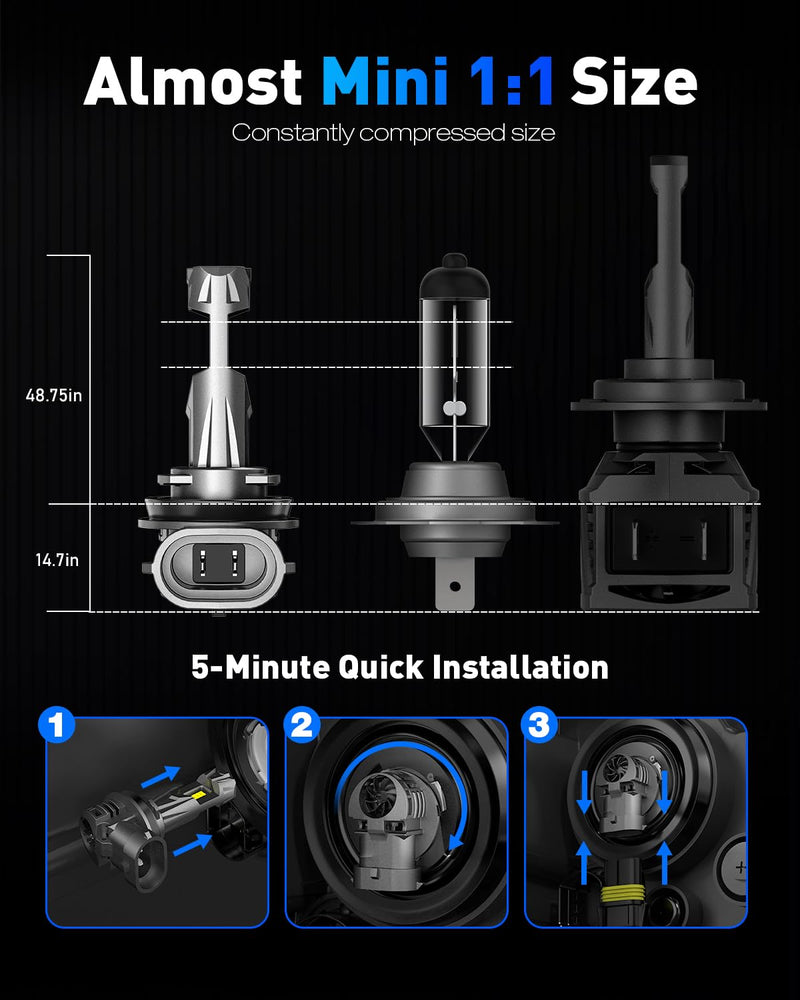 NOVSIGHT 𝗛𝟭𝟭/𝗛𝟵/𝗛𝟴 Fog Light Bulbs, Ultra Bright 600% Upgrade with 1:1 Halogen Fit, 140W 6500K Cool White, 50,000 Hour Lifespan, Plug and Play, 98% CANBUS Ready, Pack of 2 600% H11