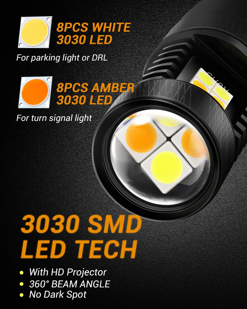 Auxbeam 3157 LED Bulbs 3157 3457 4157 Switchback Dual Color Bulbs 300% Brighter White and Amber Bulb for DRL Turn Signal Lights Parking Lights, Need Resistors to Avoid Possible Hyper Flash
