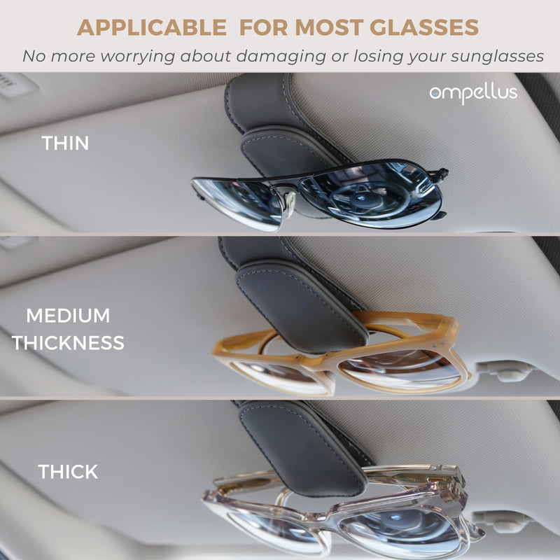 Magnetic Leather Sunglass Holder, Eyeglass Hanger Clip for Car Sun Visor, Suitable for Different Size Eyeglasses(Black, 1 Pack) Black