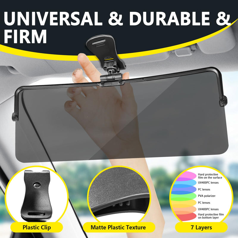 Sun Visor Extender for Car, Universal Sun Visor for Car Easy to Install, UV400 Anti-Glare Protects from Glare/UV Ray/Stray Light/Snow Blindness for Safe Driving, Clip on/Adjustable Angle