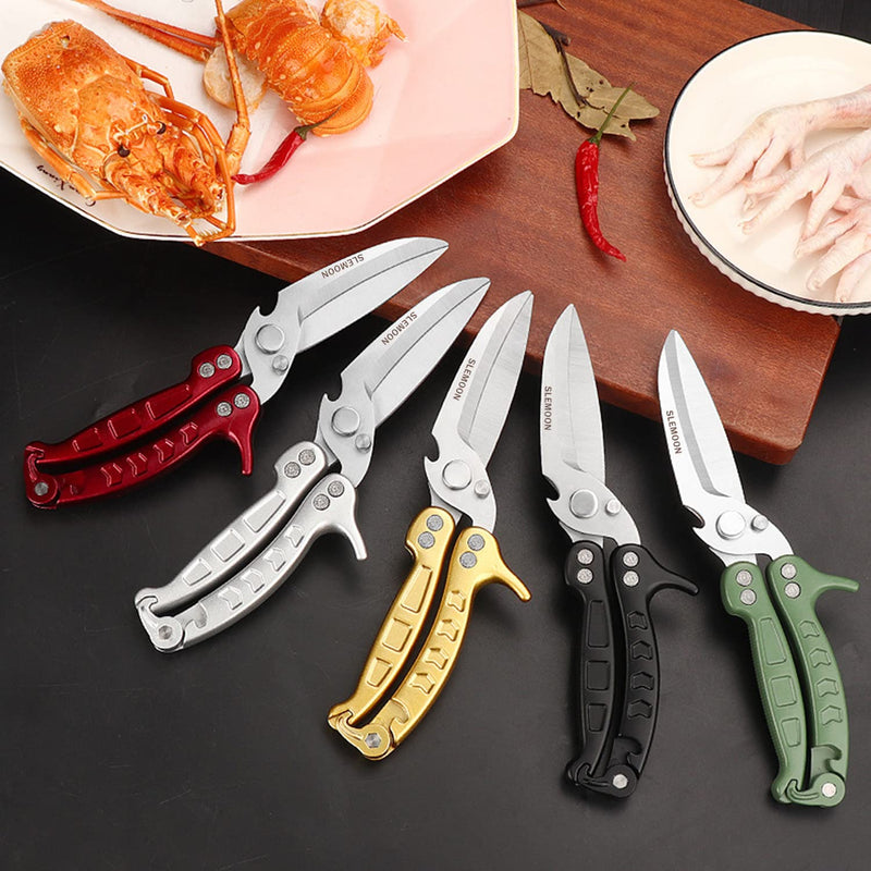 Kitchen Shears Heavy Duty Poultry Shears Meat Cutting Dishwasher Safe and Stainless Food Kitchen Scissors for Chicken Turkey Thanksgiving,Burgundy Burgundy