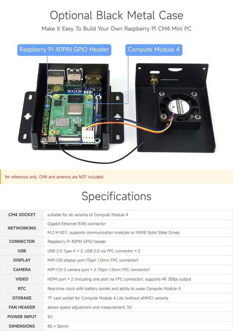 Waveshare Mini Base Board Designed for Raspberry Pi Compute Module 4 Powerful Functions in A Small Sized Body Suitable for Evaluating The Raspberry Pi CM4 Or Being Integrated Into End Products