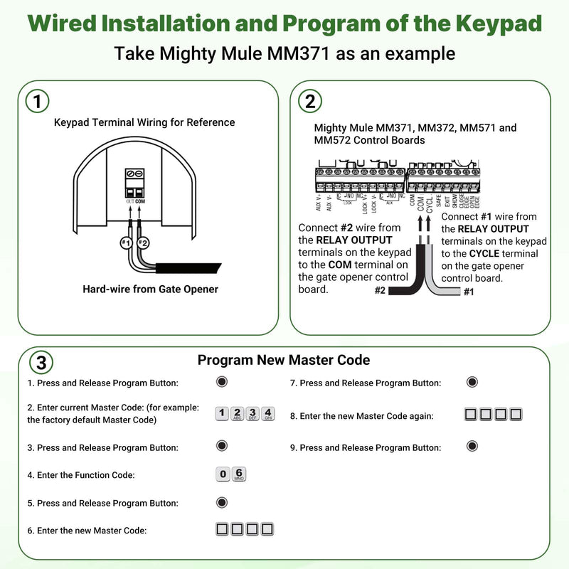 FM137 Wireless Digital Keypad Replacement for Mighty Mule Automatic Gate Opener, Gate Keypad Control Compatible with Mighty Mule MM271, MM272, MM371W, MM372W, MM571W, MM572W (318MHZ) FM137 Keypad