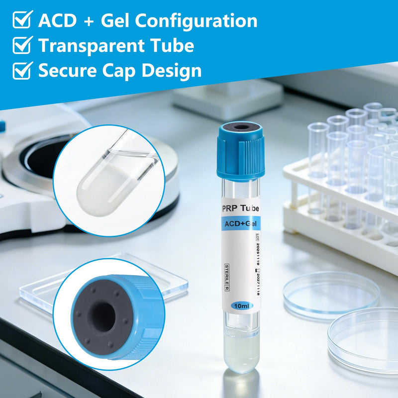 10mL PRP Processing Tubes with ACD & Separation Gel, 10 Pack | Individually wrapped tubes designed for laboratory sample preparation and separation workflows.