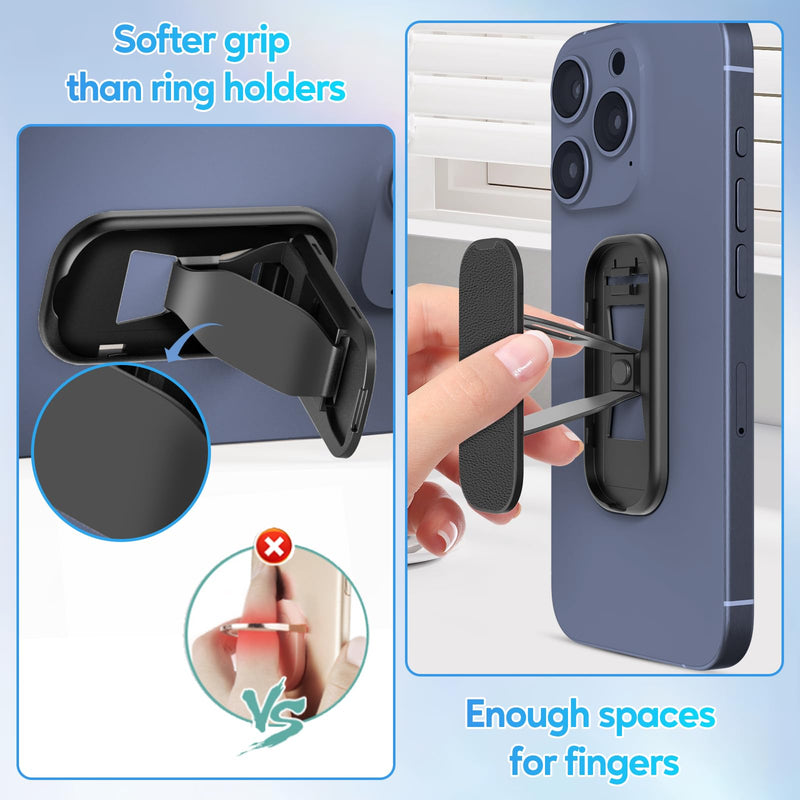 Phone Grip, Elastic Silicone Strap Phone Finger Holder Cell Phone Holder for Hand Phone Pop Grip Gripper for Back of Phone Suitable for iPhone Samsung and Most Smartphones, Black