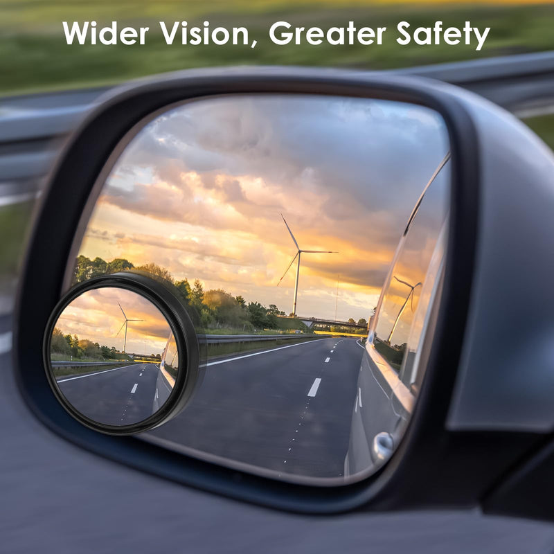 2 Pack Blind Spot Mirrors For Car Wide-Angle Convex Mirror For Side View Mirror Blindspot Round Self Adhesive Angle Adjustable Blind Spot Mirrors Black For Car And Truck Accessories