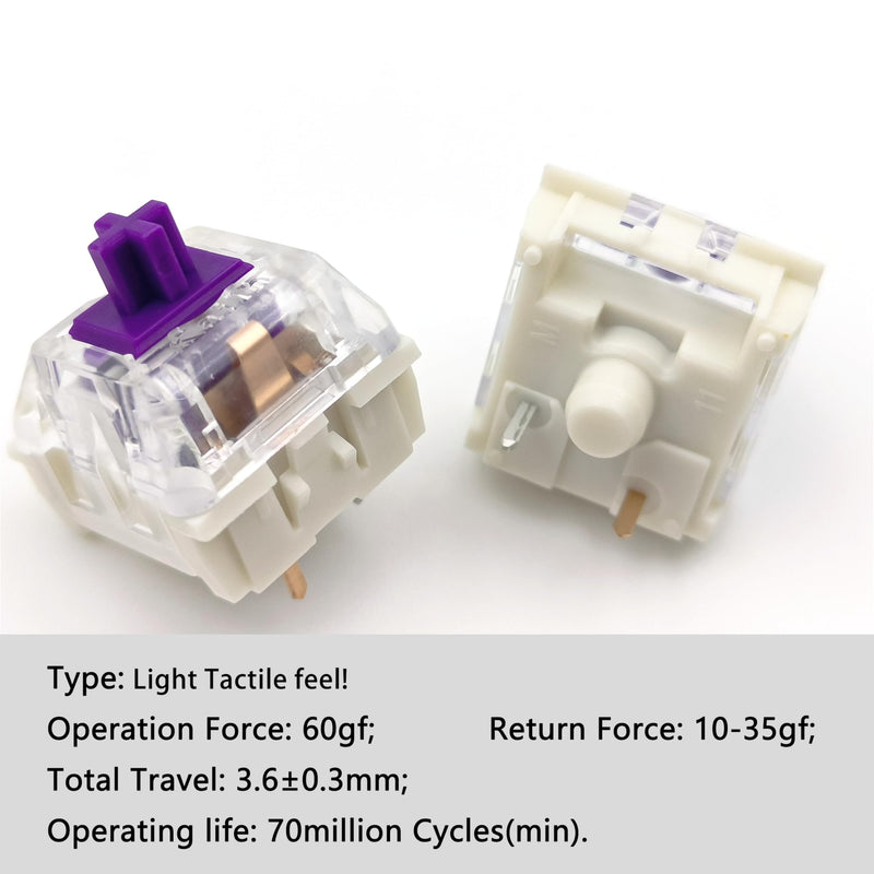Kailh Pro Purple Switches for Mechanical Keyboard,3-pin/Light Tactile/Pre Lubed/RGB/LED Switches（Pro Purple,108Pcs） 108pcs