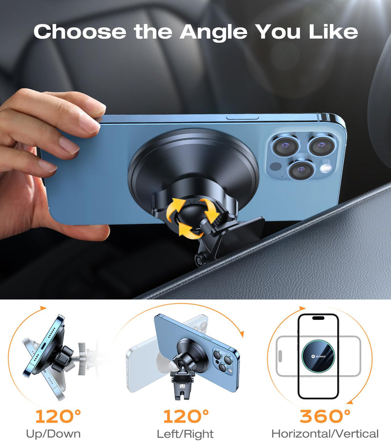 VICSEED for MagSafe Car Mount [Upgraded Strongest Magnet Power] Magnetic Phone Holder for Car Vent 360 Adjustable Magnetic Car Phone Holder Mount for iPhone 16 Pro Max 15 14 13 12 Plus Mini Fashion Black