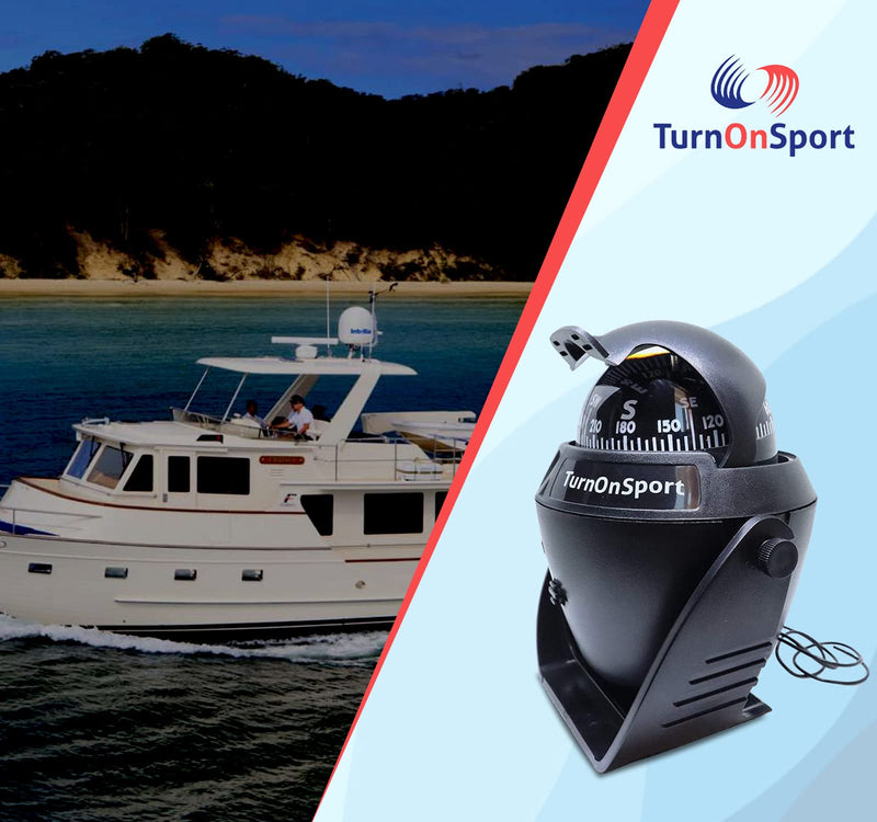 Boat Compass Dash Mount Flush - Boating Compass Dashboard Suction - Navigation Marine Compass Boats Surface Mount - Illuminated Dashboard Compass Ship - Electronic Sea Compass Black