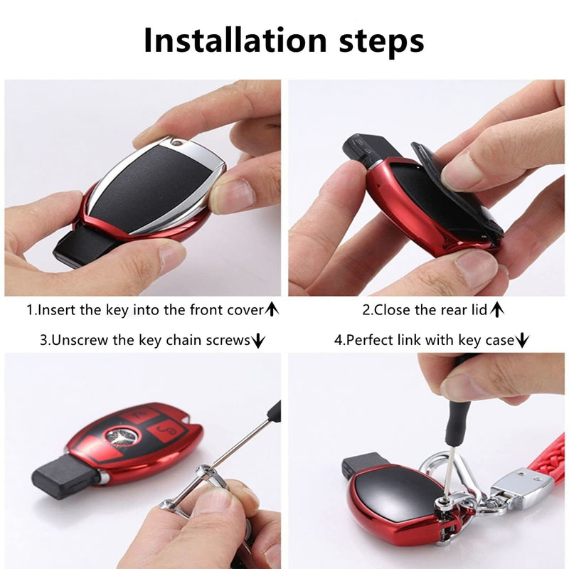 Creativity Suitable for Mercedes Benz key cover. Beautiful TPU Key Case Compatible with CLS CLK AMG ML C CL E S SL SLK G GLC GLE GLS M R Smart Remote Key (silver Combination) Key Case + Sheepskin Metal Key Chain(silver)