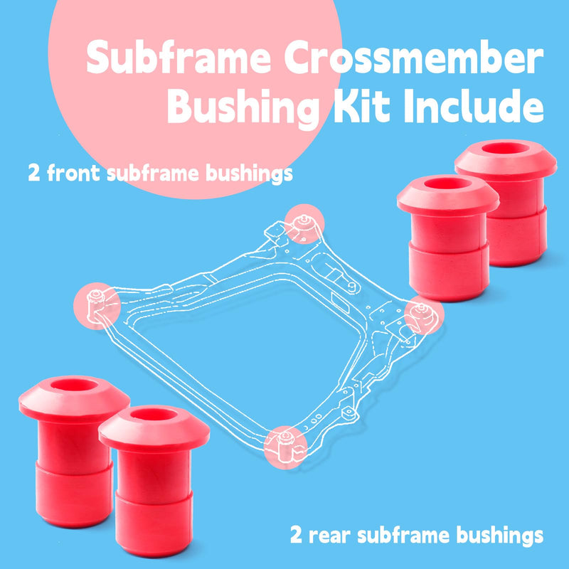4Pcs 54466-JD000 54467-BR00A Front & Rear Subframe Engine Cradle Bushing Kit Replacement for Nissan for Rogue 2008-2020 Red Replacement Parts