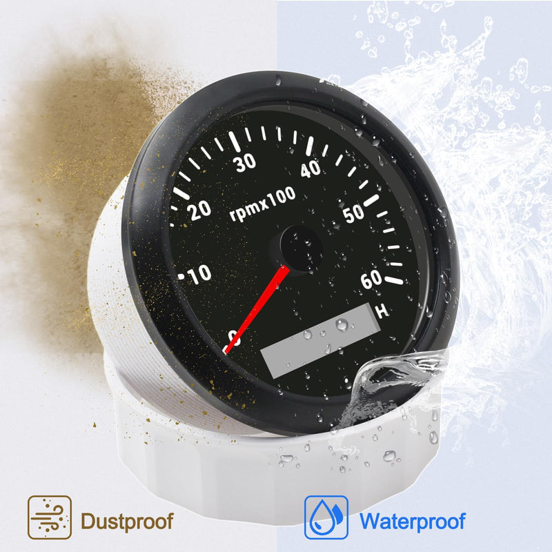 85MM RPM Tachometer Gauge 6000RPM Automotive Replacement Tachometers 0-6000 RPM Tacometro Meter LED for Car Auto Boat Truck Tachometer Gauge 7 Colors Backlight 9-32V 3-3/8" Black 6000 RPM